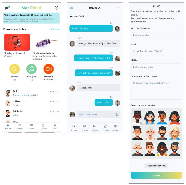 Extrait de la maquette de MediTchat